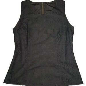Banana Republic Black Lace Zip Back Sleeveless Top Sz 12
